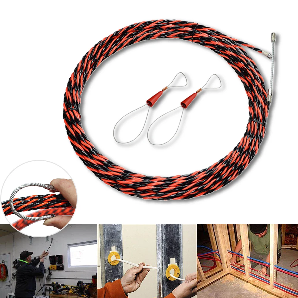 

Fish Tape Set With Cable Tensioner Accessories Guide Device Snake Duct Durable Electric Wire Push Puller Spiral Fiberglass