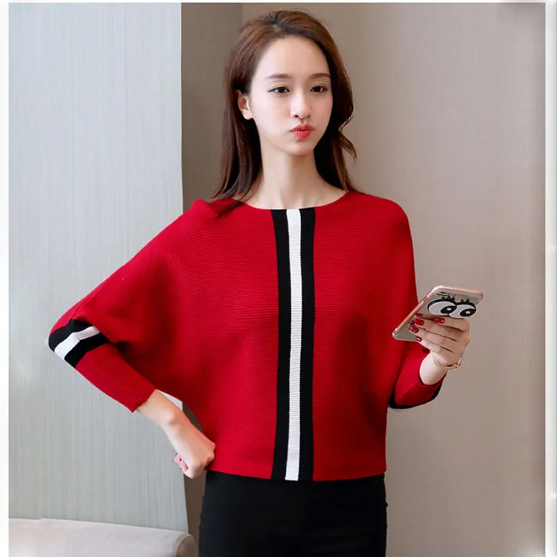 Женский вязаный свитер черный пуловер свободного покроя осень 2019 | Женская