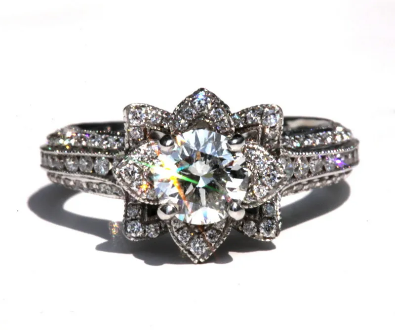 Vecalon 3-в-1 кольцо “Цветок” с комплекты 925 стерлингового серебра AAAAA Cz Обручение обручальное кольцо кольца для мужчин и женщин Роскошные палец ювелирное изделие - Цвет основного камня: 1