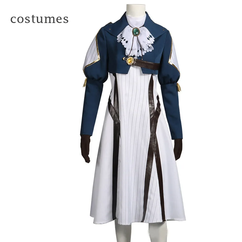 Coshome Anime Violet Evergarden Cosplay Costumes Violet Wigs Women Girls Spring Long Dress For Halloween Party (3)
