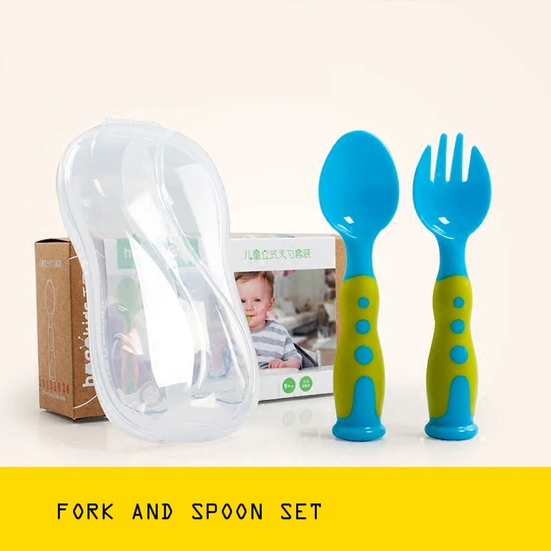 Upright Child Dishware Baby Feeding Fork and Spoon For Baby Safety