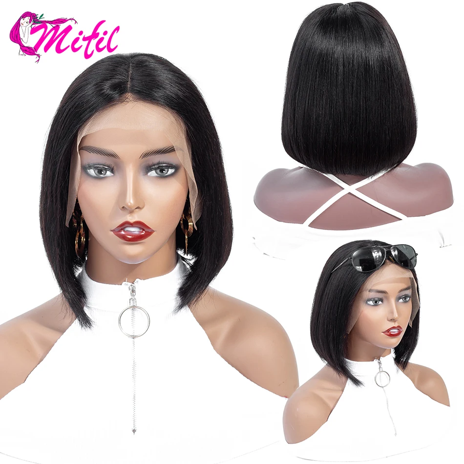 

Mifil Hair 13x4 Bob Wigs Lace Front Human Hair Wigs For Black Women Malaysian Straight Lace Front Wig Pre Plucked Short Bob Wigs