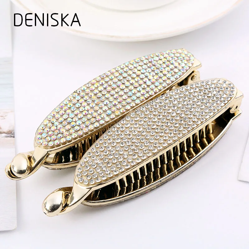 Shiny Plastic Hair Barrettes Rhinestone Hair Claws Woman Hairpins