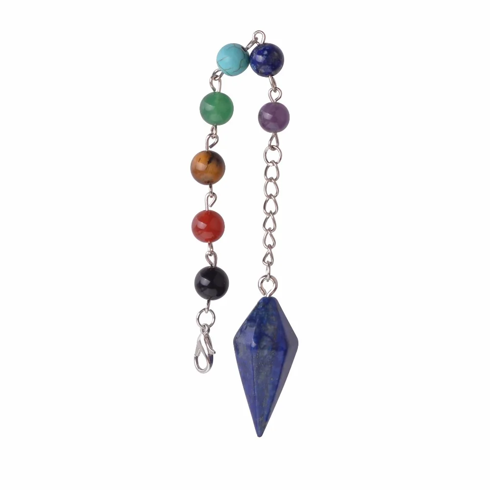 lapis lazuli Natural Stone Clear Crystal Pendulum Pink