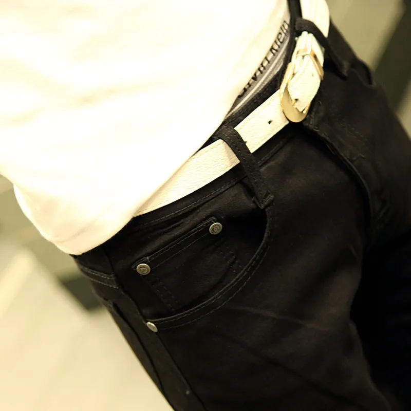 Новые модные мужские джинсы, облегающие прямые джинсовые брюки, черные обтягивающие джинсы, мужские деловые брюки, мужские повседневные хлопковые джинсы LP21
