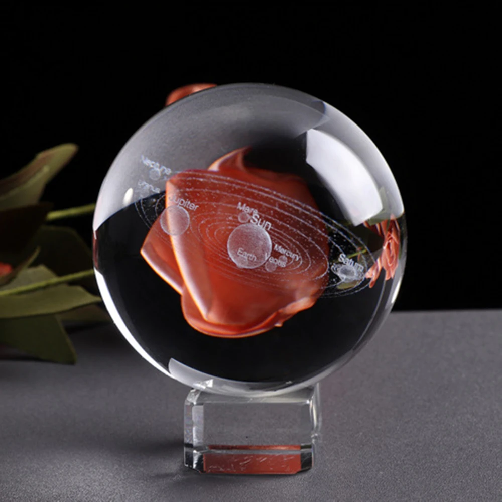 3D солнечная система хрустальный шар планеты стеклянный шар лазерная гравировка Глобус миниатюрный модель домашний декор Астрономия подарок орнамент 60/80 мм