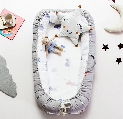 Детское гнездо, кровать для путешествий, детская кроватка для младенцев, хлопковая Колыбель для сна, переносное кресло, 90*55 см, детская люлька для новорожденных, BB artifact - Цвет: Gray cloud