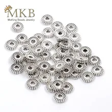 Miçangas espaçadoras de metal 6mm, 100 peças, espaçador de prata tibetano, contas redondas para fabricação de jóias, adequado para pulseira diy colar com colar