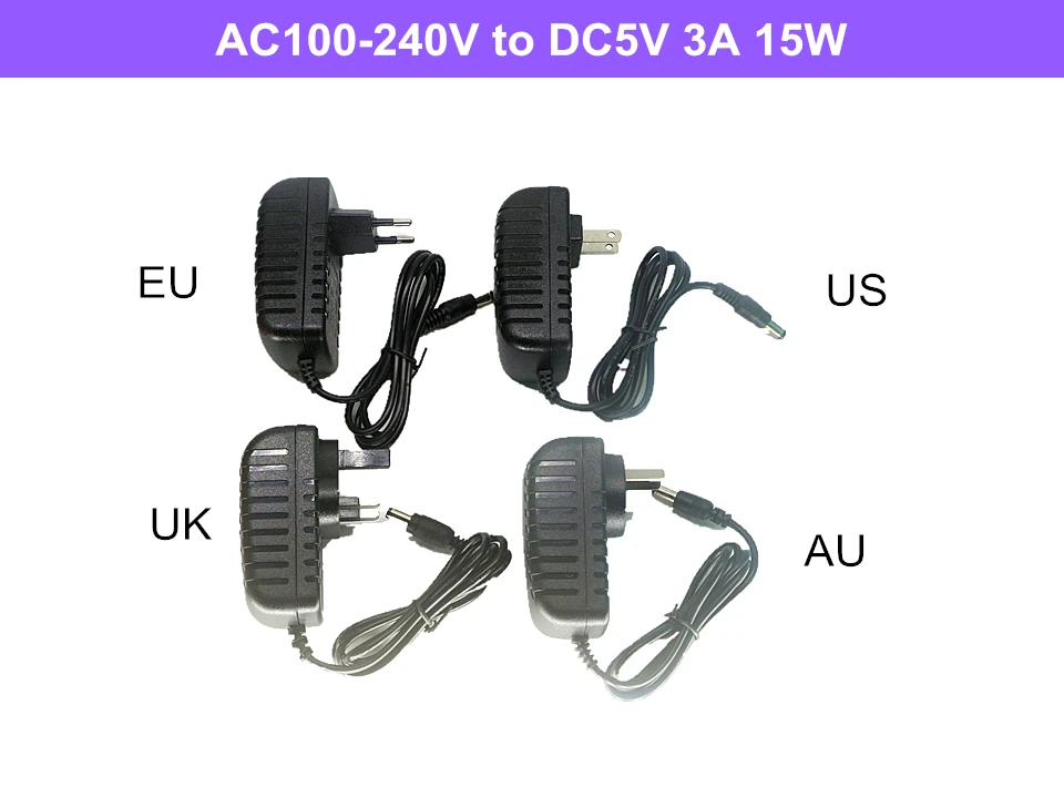 DC 5 В Трансформаторы освещения 1A 2A 3A 6A 8A 10A Светодиодные ленты Драйвер 5.5x2.1-2,5 мм адаптер 5 Вт 10 Вт 15 Вт 30 Вт 40 Вт 50 Вт переключатель Питание
