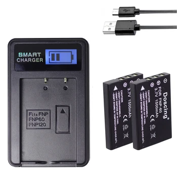 

2Pcs 1500mAh 3.7V FNP-60 NP60 Camera Li-ion Battery Pack&USB LCD Charger for FUJIFILM FUJI FinePix M603 F401 F410 F601 50i Zoom