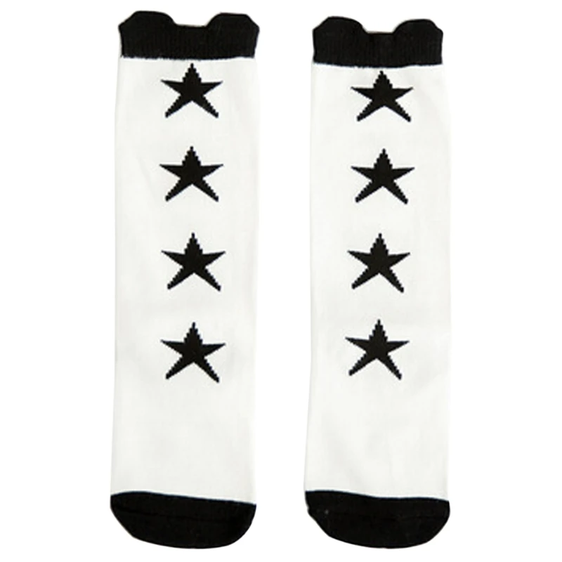 

Black White Color Star Or Stripes Print Calf Length Tube Crew Socks For Child