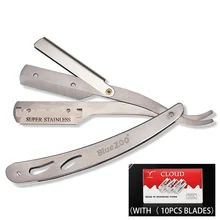 1 набор мужской прямой Опасная бритва бритвы Складной бритвенный нож Инструменты для удаления волос с 10 лезвиями борода для удаления волос с лица складной