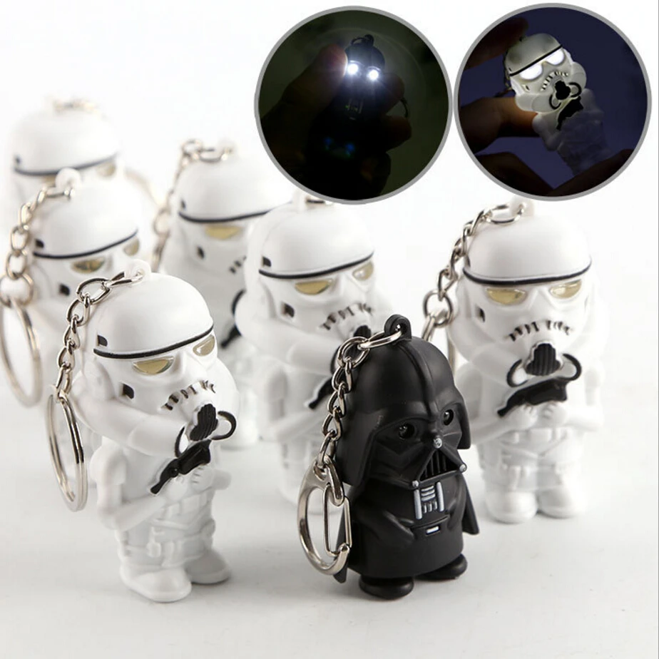 Free Shipping LED Darth Vader star war yoda action figure Storm Troop Anakin Skywalker figure keychains