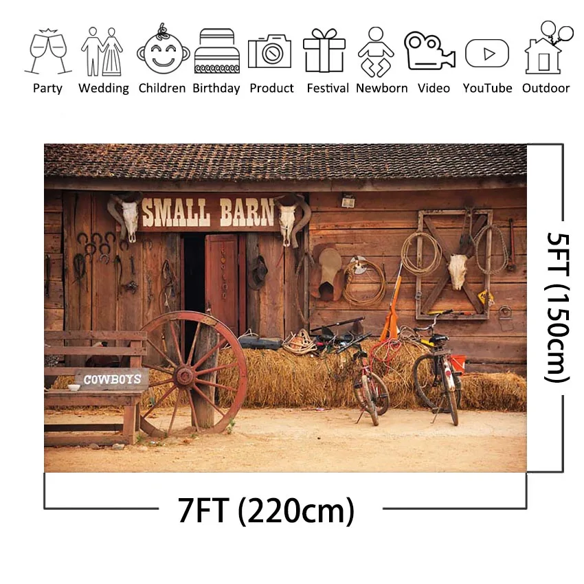 Western Frontier Town 15x8ft Polyester Photography Backdrop General Store Saloon Old Hotel Stable Cowboy Party Background Studio Portraits Shoot Photo Prop Portraits Shoot Back Drop