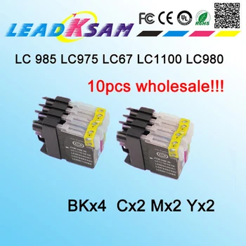 

10pcs ink cartridge compatible for LC985 LC975 LC67 LC1100 LC980 XL DCP 185C 195C 9805
