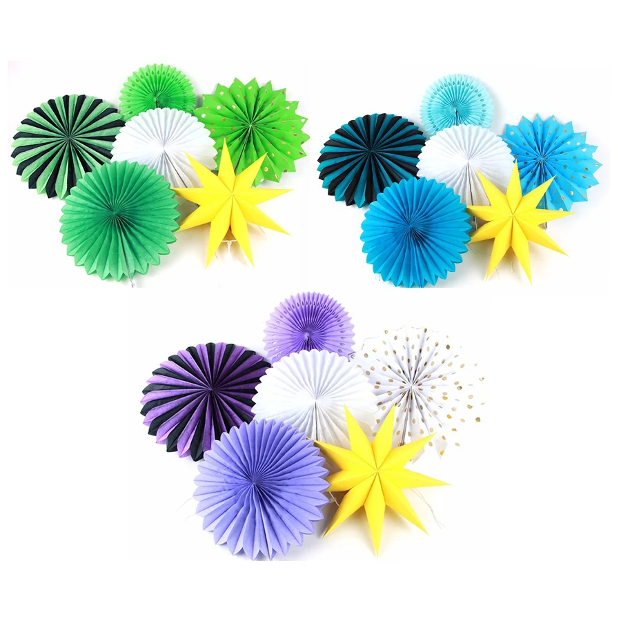 New Orange Set Paper Crafts Home Hanging Decoration Party Birthday Wedding Baby Shower Sunshine Bright Color Paper Fan