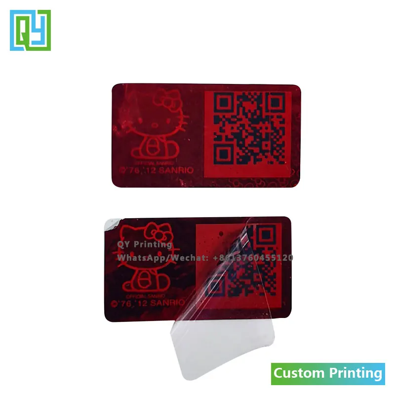 

10000pcs 22x12mm custom printed secure genuine hologram sticker Red laser foil 3D holorhraphic QR code labels warranty VOID seal