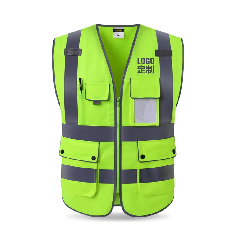 

High visibility reflective safety vest reflective vest multi pockets workwear safety waistcoat free shipping