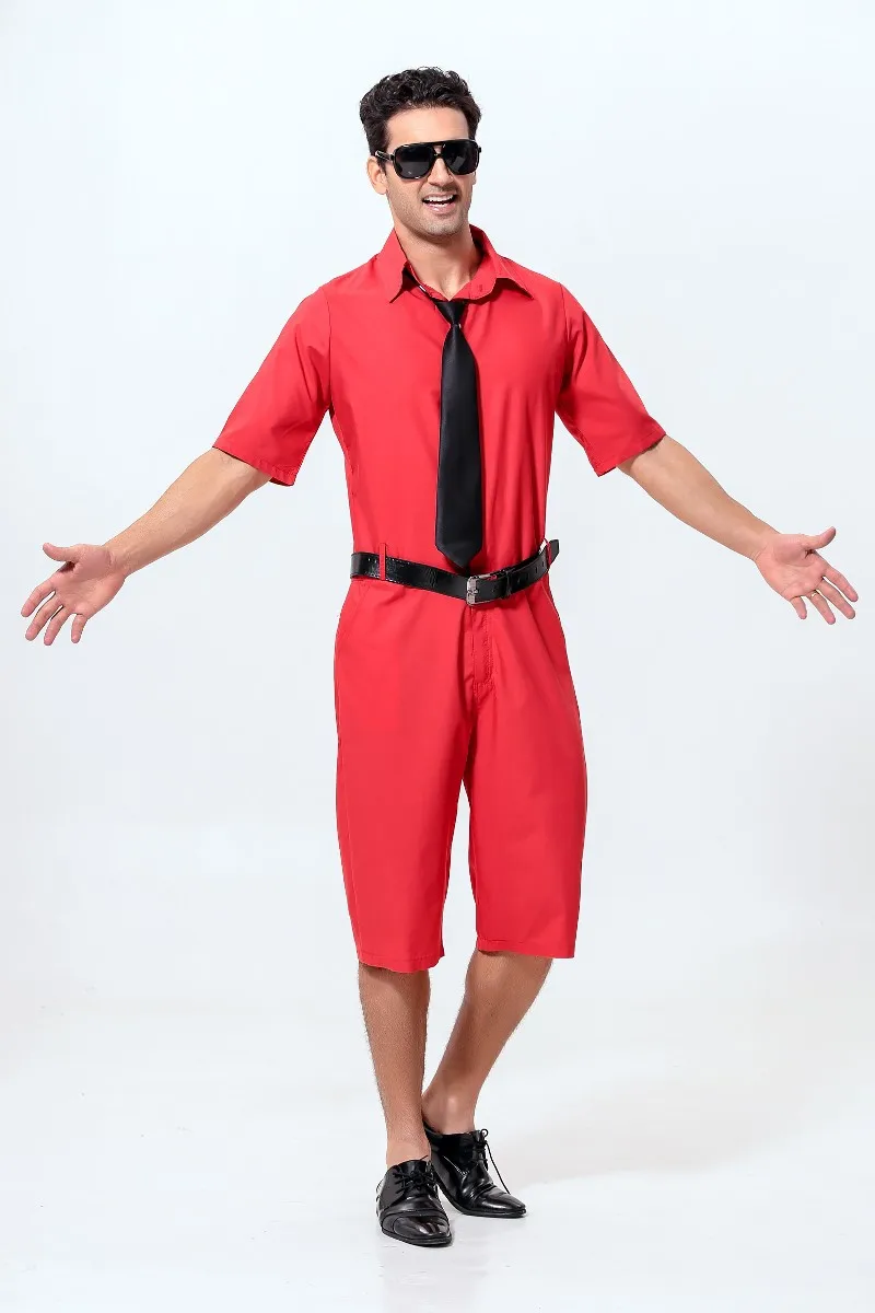 Plus Size red Costume Men Adult Sailor Cosplay red police costume Worker Uniform Halloween
