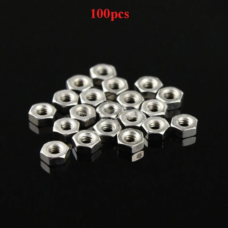 

100Pcs M2 Hex Nuts Hexagon Screw Nut Head for RC Model Cars Spare Parts DIY Tamiya Mini 4WD Racing Car Modification Accessories