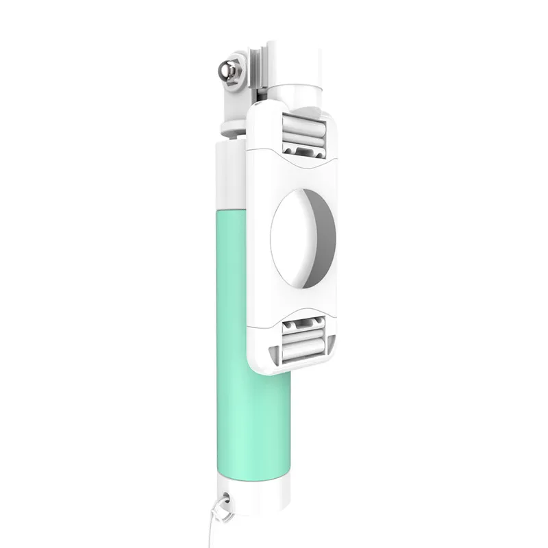 Универсальная селфи-палка KISSCASE 3,5 мм AUX для iPhone, samsung, huawei, Xiaomi, телефона, складной мини-штатив, зеркальные Проводные селфи-палки - Цвет: Green