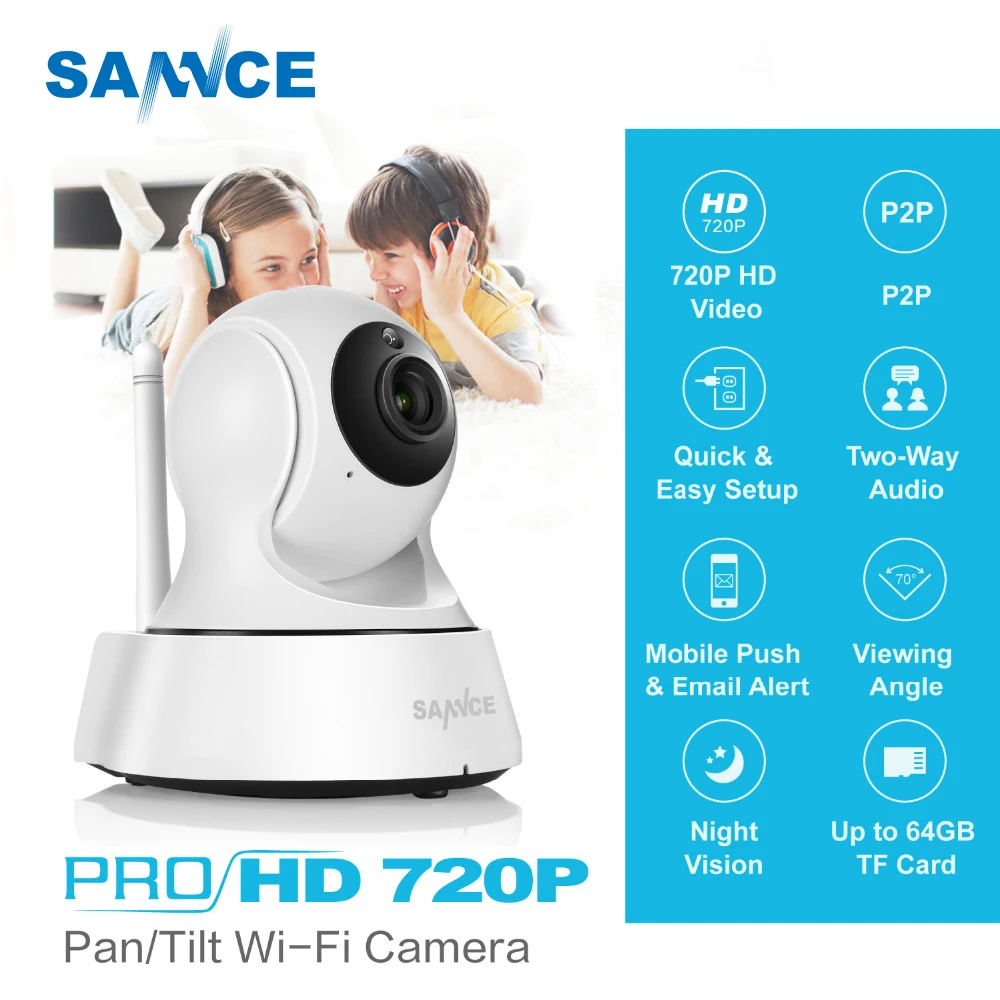 SANNCE 720P HD Security Camera 1 0MP font b Wireless b font IP Camera P2P Night