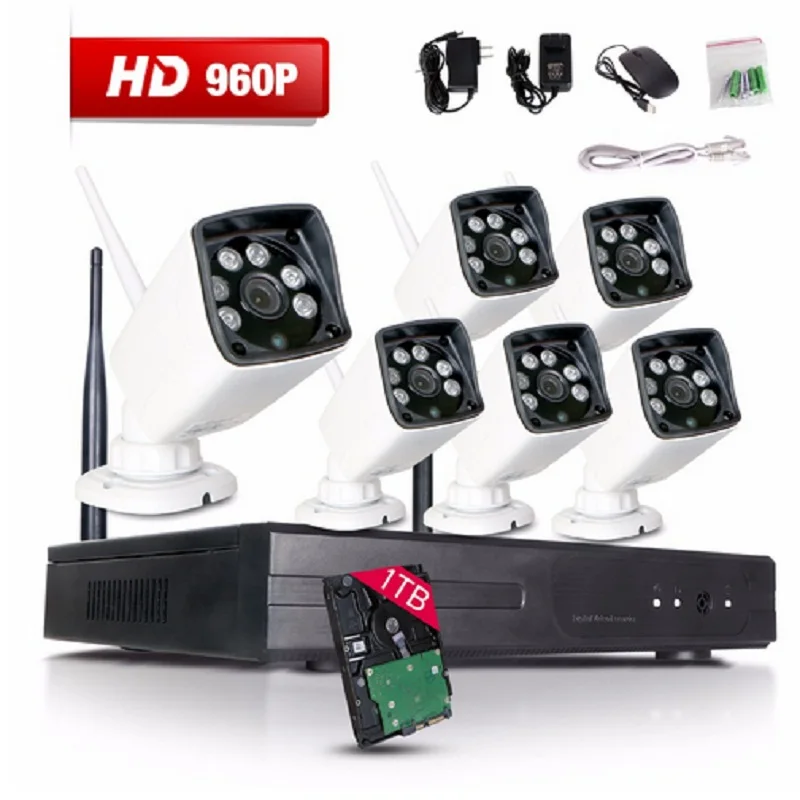 

8Pcs 1280*960P 1.3Megapixel IP Camera 8 Channel CCTV NVR Motion Dection IR Night P2P Cloud Home WIFI Wireless CCTV System Kit