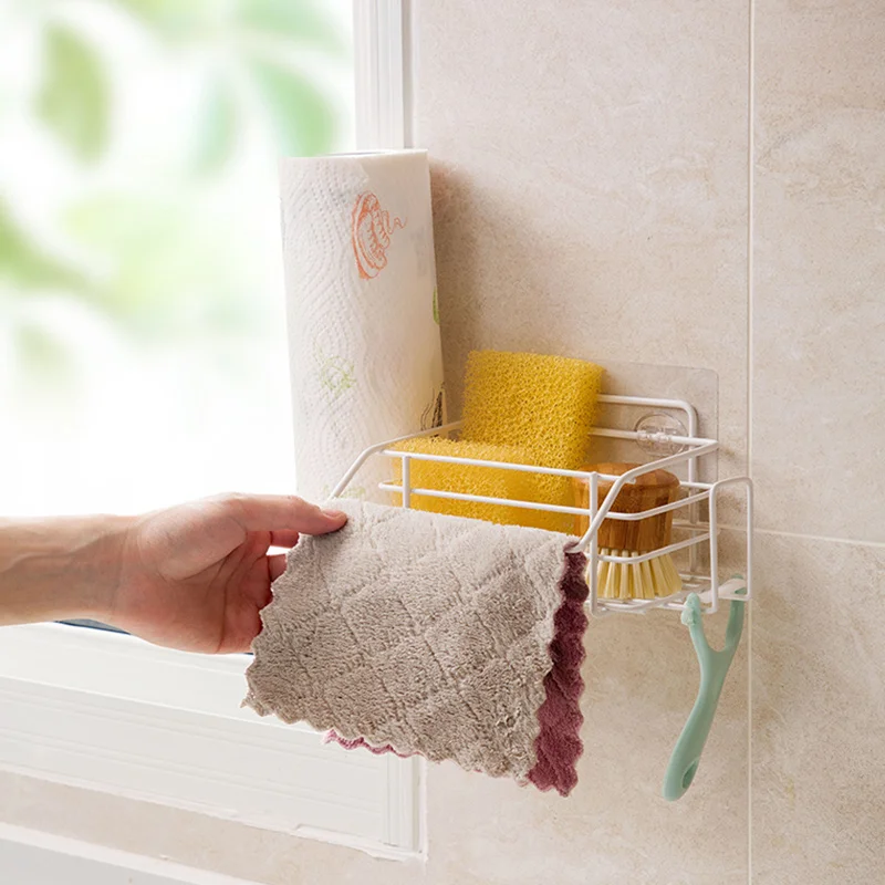 Kitchen Towel Hanging Frame Non-punching Roll Paper Shelf Kitchen Organizer Accesorios Kitchen Sink Organizer Rack Organizador