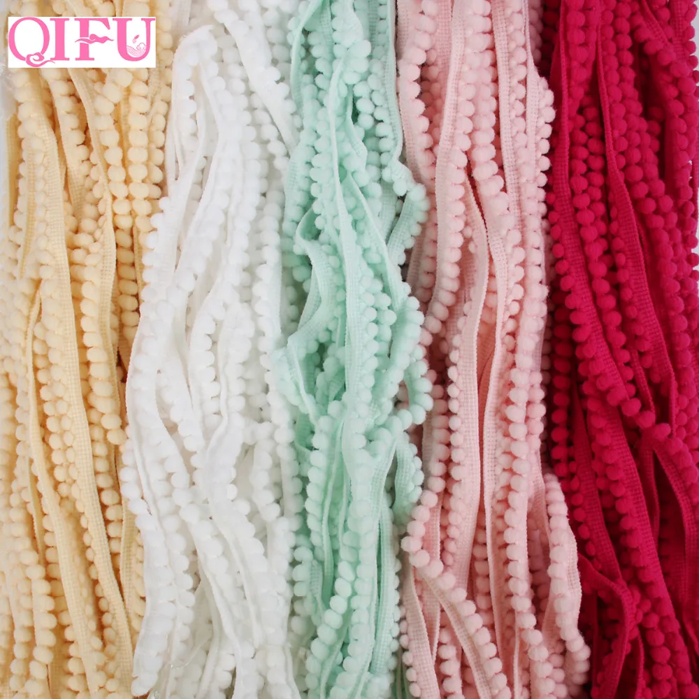 QIFU 5 ярдов Швейные Accessories10mm кружева помпоном Triming кисточкой мяч ленты Fringe DIY Одежда