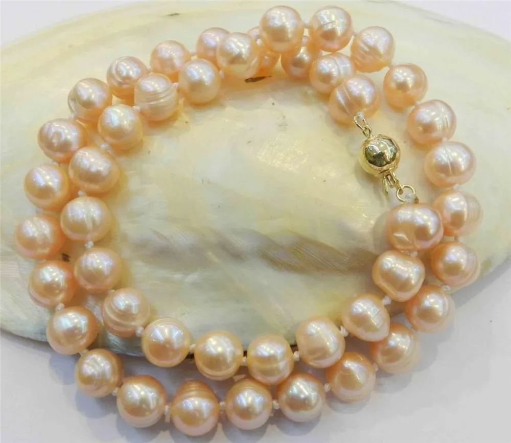 

Hot sale new Style >>>>> 9-10mm Real Natural Pink Cultivation Pearl Necklace 17''