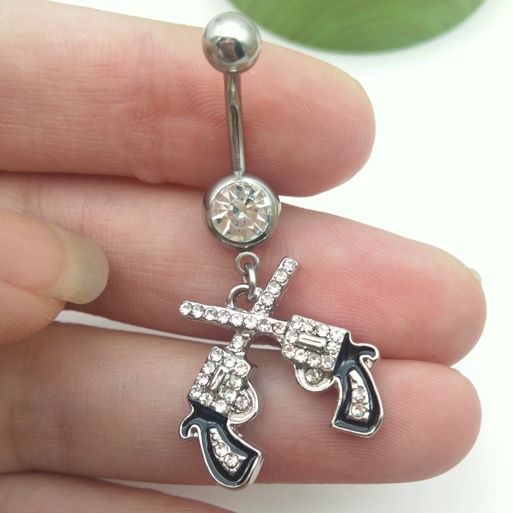 Summer Hot Surgical Steel Silver black Gun Navel Rings Stomach Navels