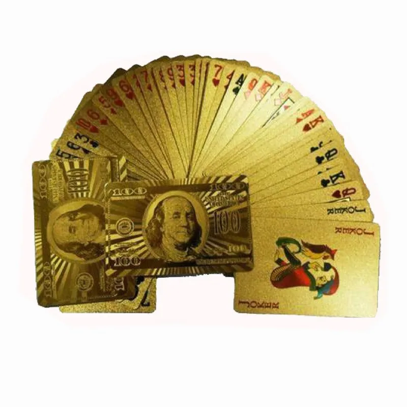 One-Deck-Gold-Foil-Poker-US-Dollar-Style-Plastic-Poker-Playing-Cards-Waterproof-Cards-Good-Price