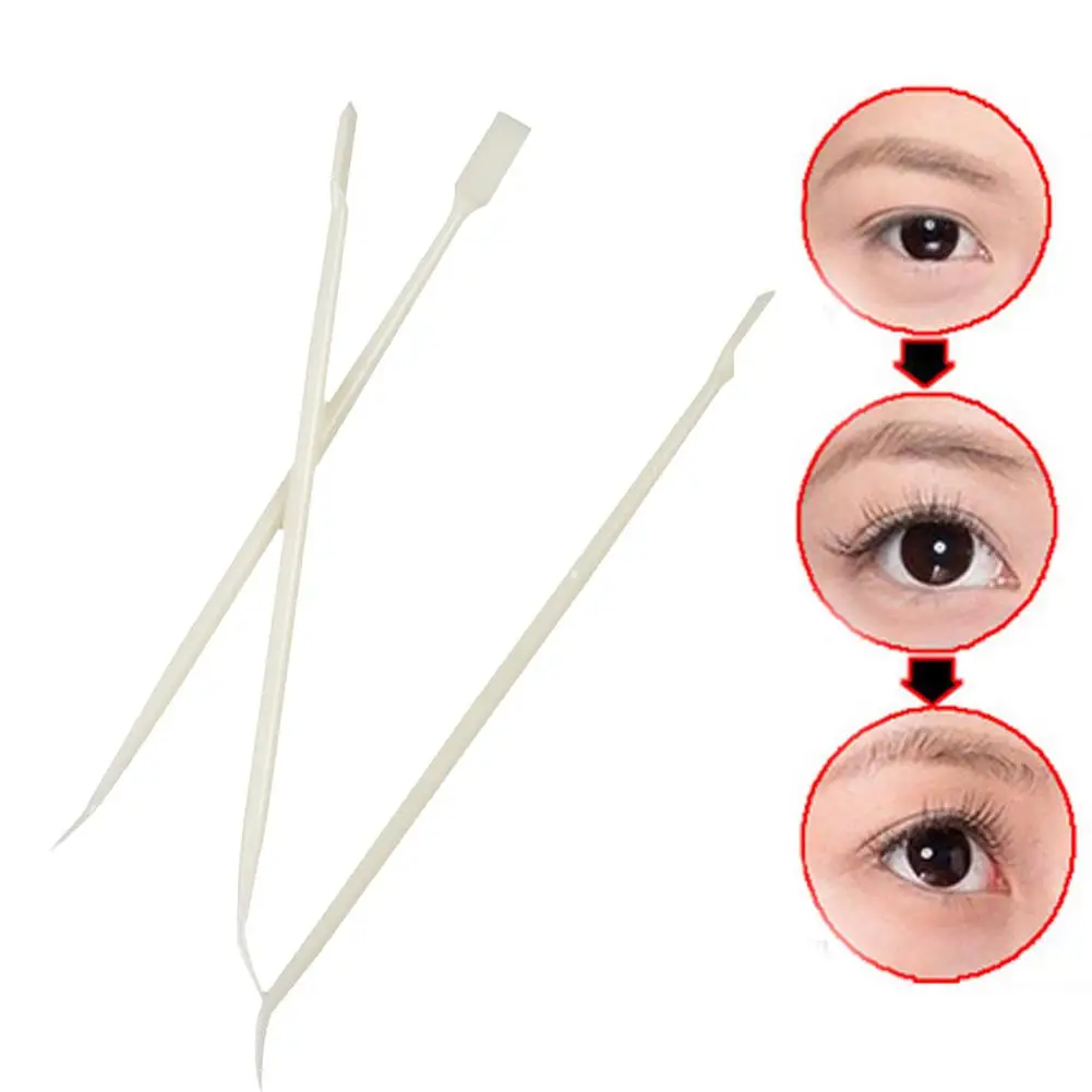 

10Pcs 2 Way Plastic Fake Eyelash Perming Stick Tool Tweezers with Hot Glue Spoon
