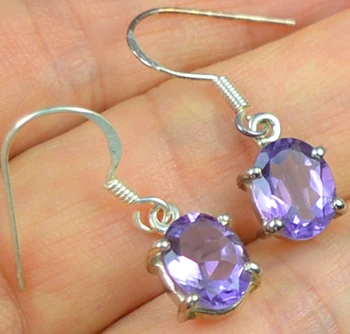 

Hand Made Genuine Amethyst Earrings 100% 925 Solid Sterling Silver KE0064