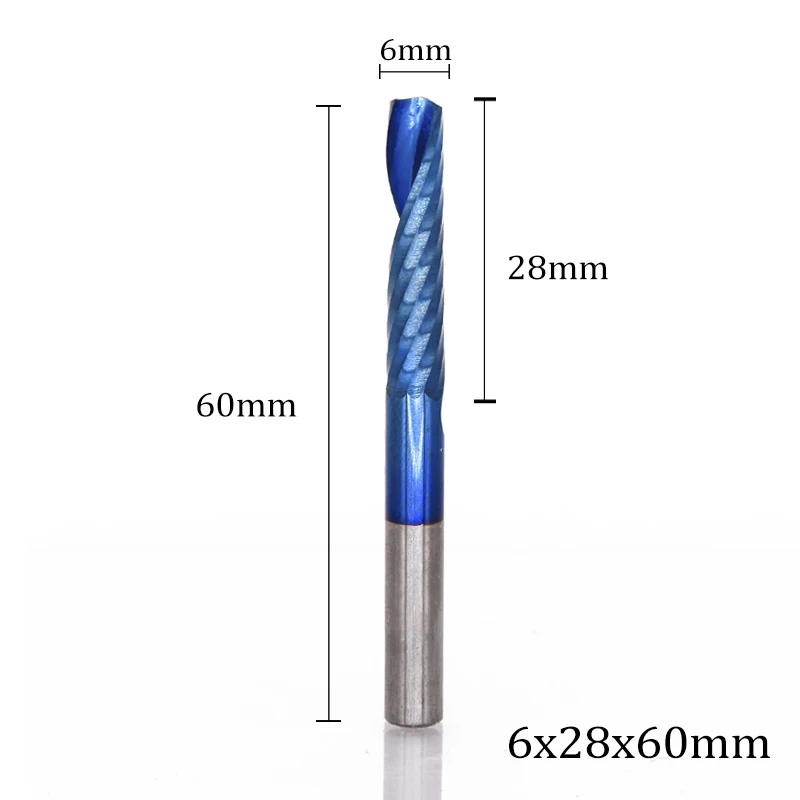 XCAN 1 шт. 4 мм хвостовик 8-32 мм длина реза Одна Флейта концевая Мельница Нано синий покрытием 1 фрезерование канавок резак карбида сверла для станков с ЧПУ - Длина режущей кромки: 6x28x60L