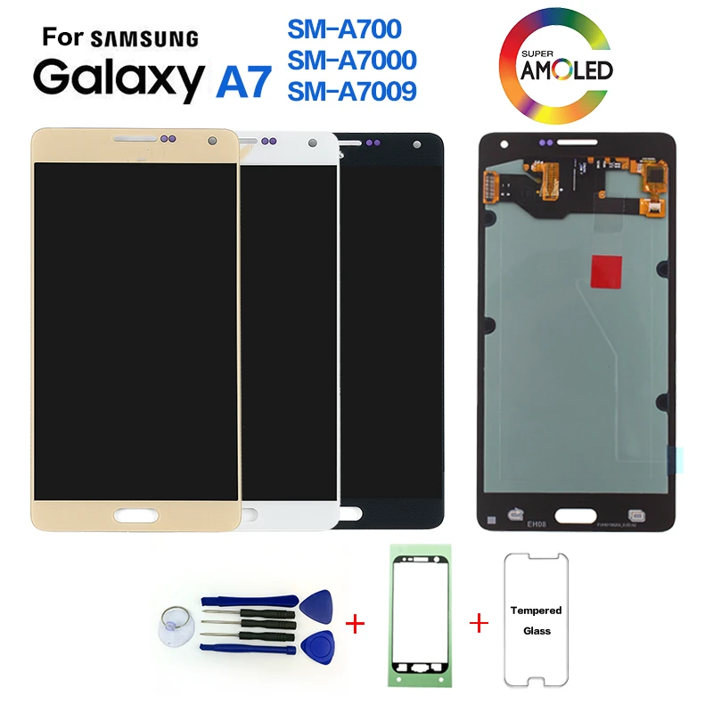 Скидка ЖК экран для samsung A7 A700 A700F, Замена для samsung A700FD A7000 A7009, ЖК дисплей с тенью