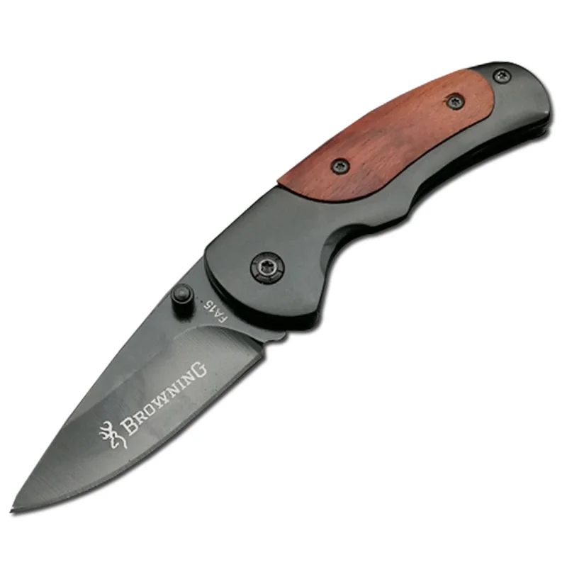 

PEGASI Browning Mini Folding Knife Titanium Black Stainless Steel Blade Wood Handle Camping Knife EDC Tool Free Shipping