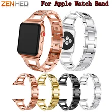 ZENHEO для apple watch, версия 1, 2, 3, ремешок для iwatch из алюминиевого сплава с украшением в виде кристаллов браслеты из нержавеющей стали, браслет из нержавеющей стали ремешок для apple watch 1 2 3 38, 42 мм, версия