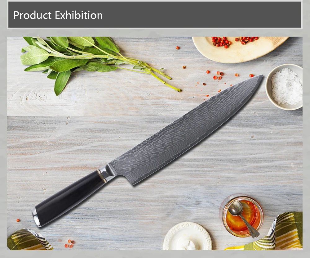 Sunlong японский Дамаск 10 дюймов поварские ножи VG10 стальной сердечник гладкая поверхность кухонный нож Кливер 67 слоев ножи для нарезки