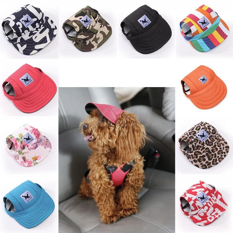 Summer Baseball Cap Canvas Puppy Small Pet Dog Cat Visor Hat Print Pet