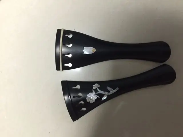 

2 pieces of ebony tailpieces shell inlay 4/4 size