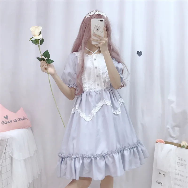LISM Summer Japanese Lolita Vintage Dress Female Soft Girl Wind Cute Fungus Lace Short Sleeve -Zentai shop online HTB1URWOXvWG3KVjSZFgq6zTspXaZ.jpg