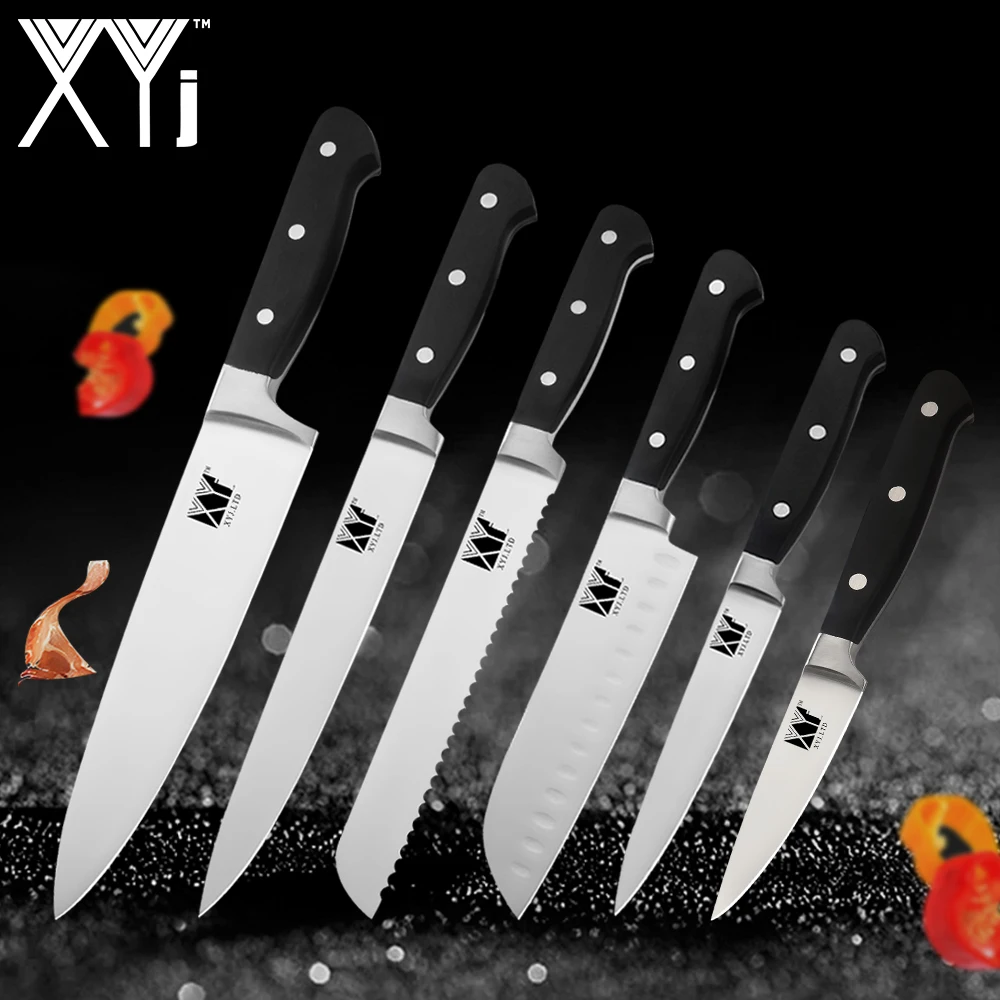

XYj Stainless Steel Kitchen Knives Paring Utility Santoku Chef Slicing Bread Stainless Steel Knives Meat Cleaver Kitchen Tools