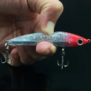 

1PCS 14g Pencil Fishing Lure bait 3D eyes bass fish soft skin Treble Hooks Wobbler Hard Bait Long cast fast sinking Pesca Tackle