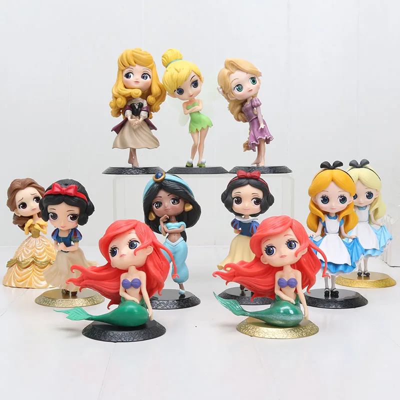 

Q Posket Princess Figure Toy Snow White Alice Cinderella Belle Ariel Mermaid Rapunzel Tangled Aurora Sleeping Beauty figure Doll