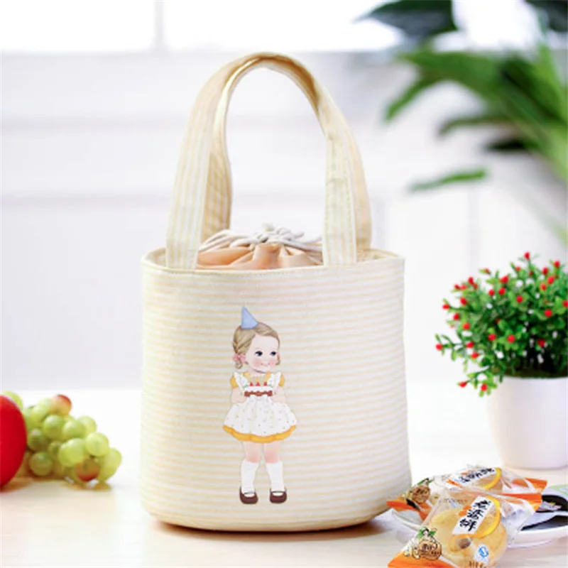 PACGOTH Корейский мультфильм девушка досуг сумки Tote Ланч мешок хлопок ткань
