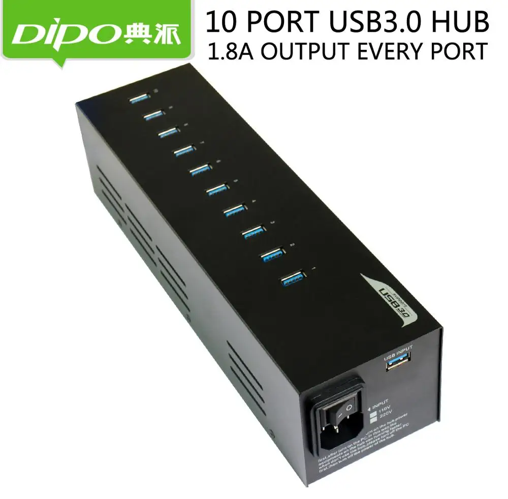 DIPO 4 7 19 10 портов 3 0 usb хаб с адаптером питания 12 В 20 А высокоскоростной разветвитель