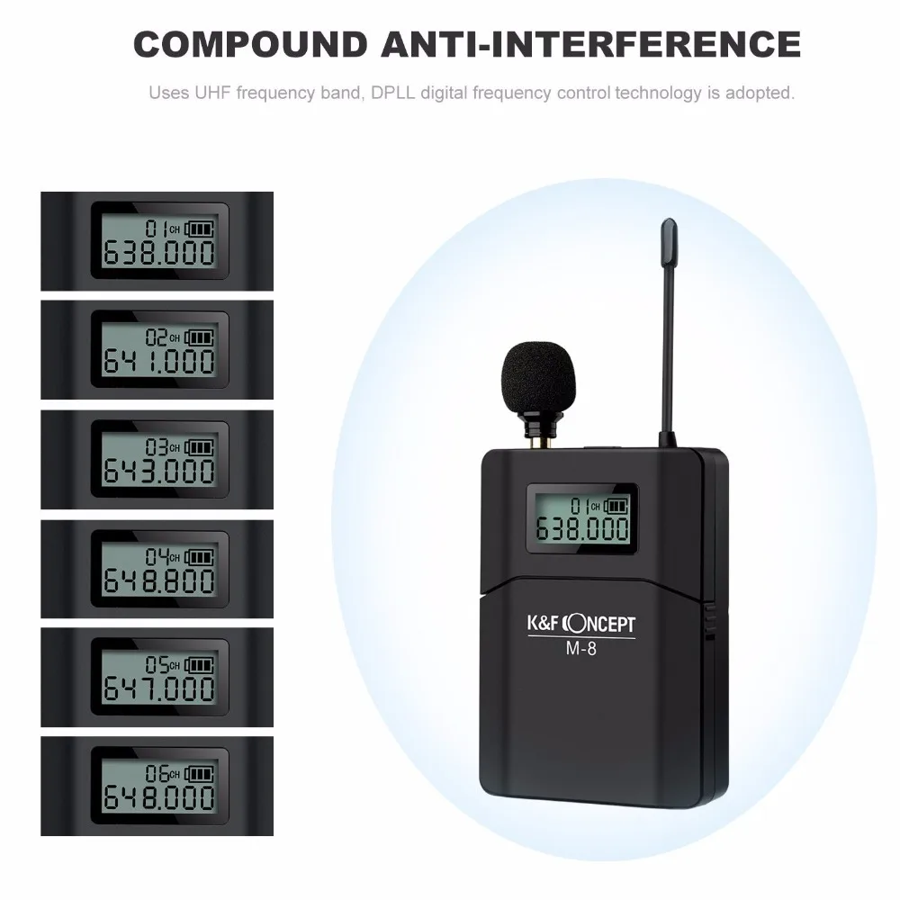  K&F CONCEPT Wireless Camera Microphone Portable Video MIC Receiver With Transmitter For Canon Nikon
