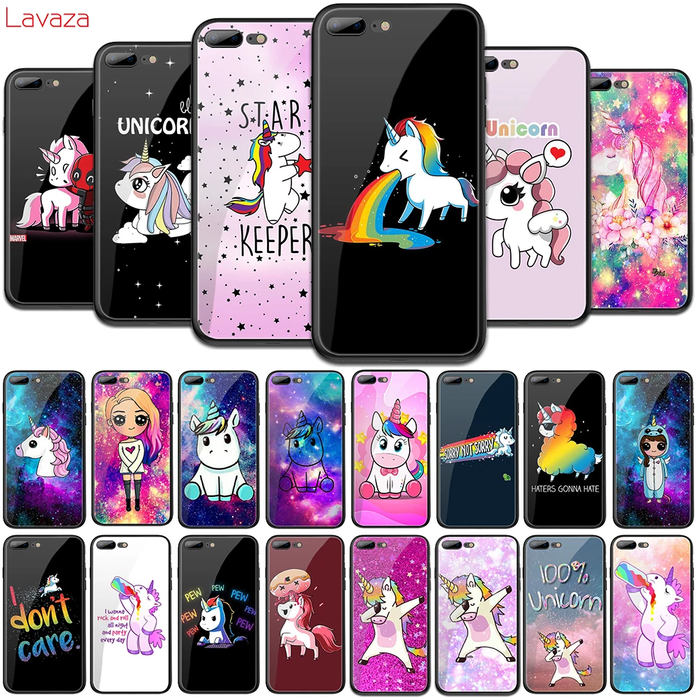 Мягкий чехол Lavaza Unicorn из закаленного стекла для Apple iPhone 6 6 S 7 8 Plus 5 5S SE X XS MAX XR TPU