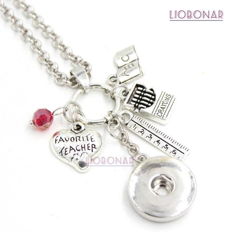 

10pcs Wholesale Interchangeable 18mm Snap Jewelry Teacher Pendant Necklace Favorite Teacher Gift Snap Necklace Gift Bijoux